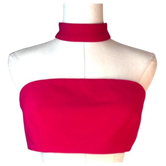 2/$30 NWT Choosy Size 6 Rose Red Sleeveless Halter Crop Top - Picture 3 of 11